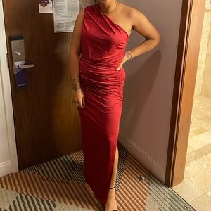 One shoulder ruched dress